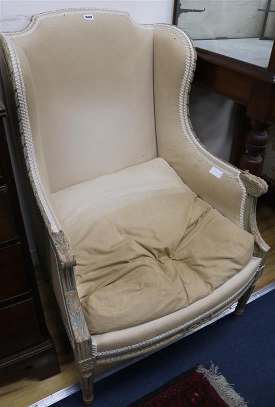 French carved wing chair